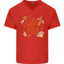 Wild & Free Mushroom Foraging Nature Mens V-Neck Cotton T-Shirt Red