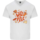 Wild & Free Mushroom Foraging Nature Mens V-Neck Cotton T-Shirt White
