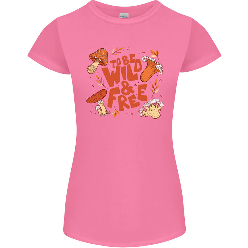 Wild & Free Mushroom Foraging Nature Womens Petite Cut T-Shirt Azalea