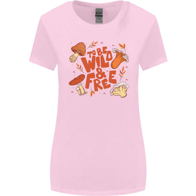 Wild & Free Mushroom Foraging Nature Womens Wider Cut T-Shirt Light Pink