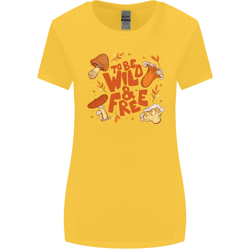 Wild & Free Mushroom Foraging Nature Womens Wider Cut T-Shirt Yellow