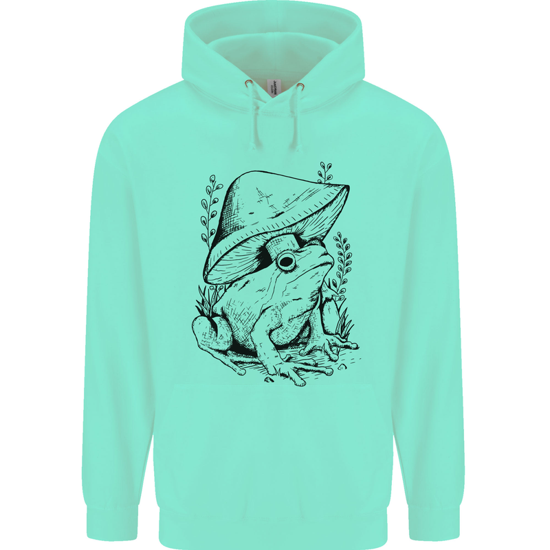 Wildlife Ecology a Frog and a Toadstool Childrens Kids Hoodie Peppermint