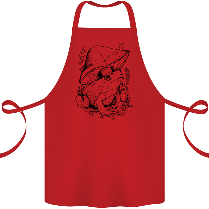 Wildlife Ecology a Frog and a Toadstool Cotton Apron 100% Organic Red