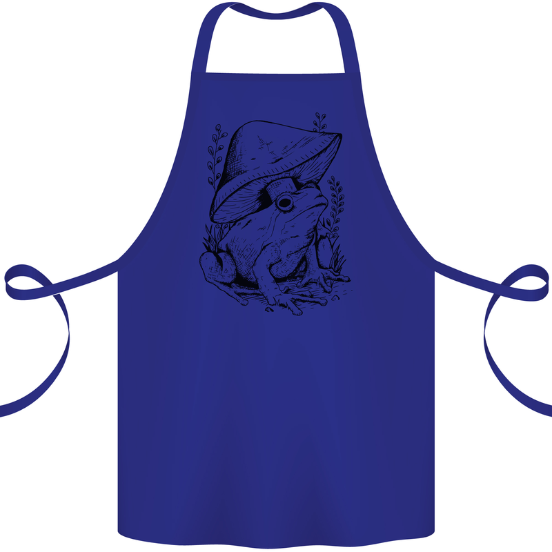 Wildlife Ecology a Frog and a Toadstool Cotton Apron 100% Organic Royal Blue