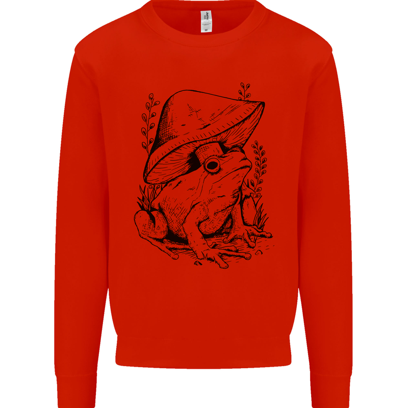Wildlife Ecology a Frog and a Toadstool Kids Sweatshirt Jumper Bright Red