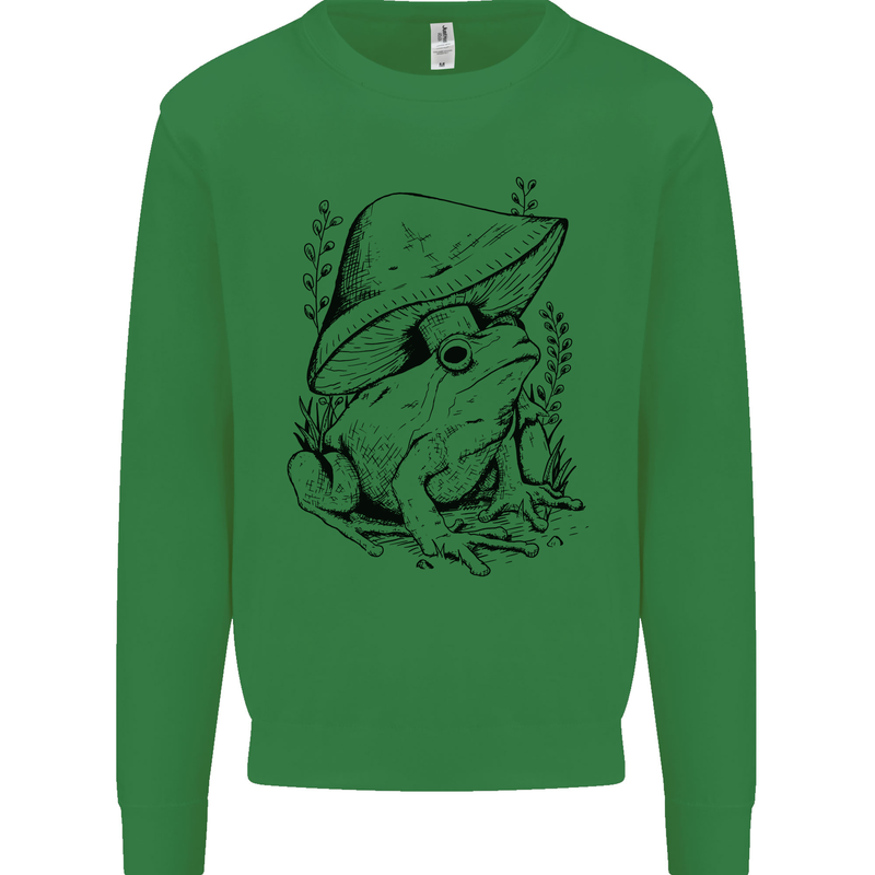 Wildlife Ecology a Frog and a Toadstool Kids Sweatshirt Jumper Irish Green