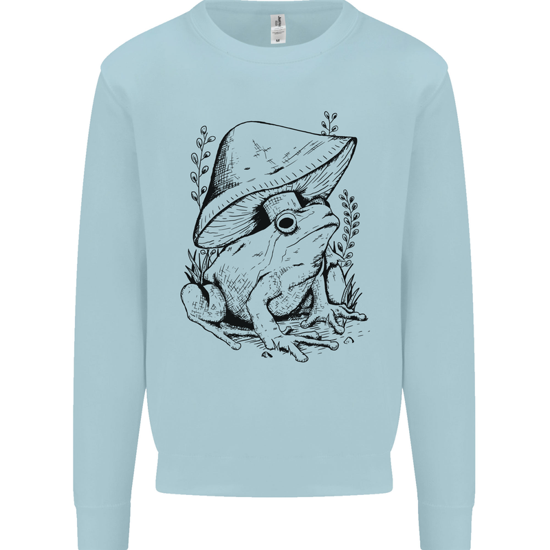 Wildlife Ecology a Frog and a Toadstool Kids Sweatshirt Jumper Light Blue