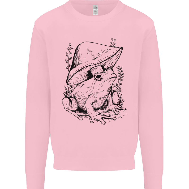 Wildlife Ecology a Frog and a Toadstool Kids Sweatshirt Jumper Light Pink