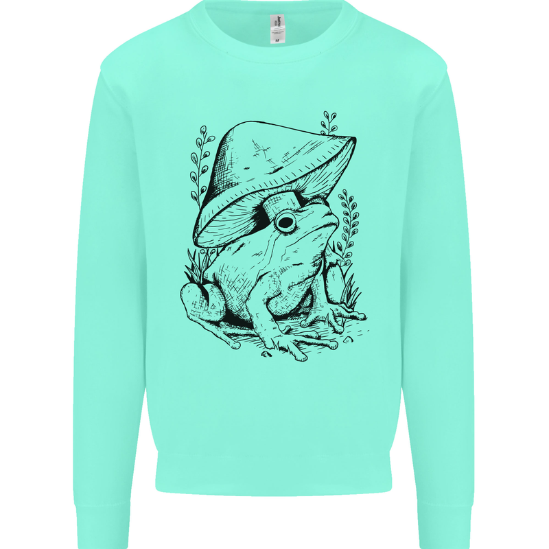 Wildlife Ecology a Frog and a Toadstool Kids Sweatshirt Jumper Peppermint