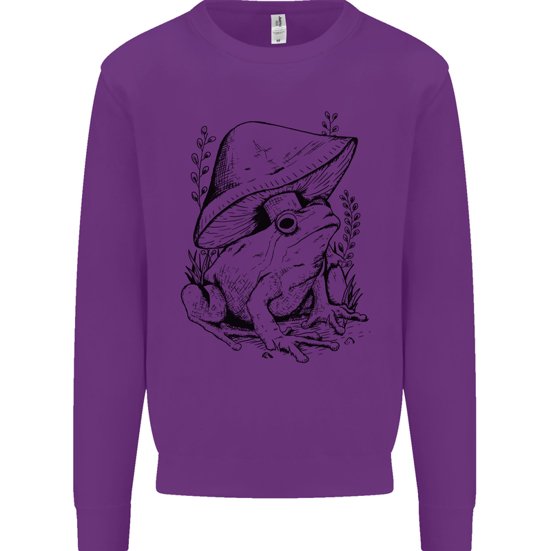 Wildlife Ecology a Frog and a Toadstool Kids Sweatshirt Jumper Purple