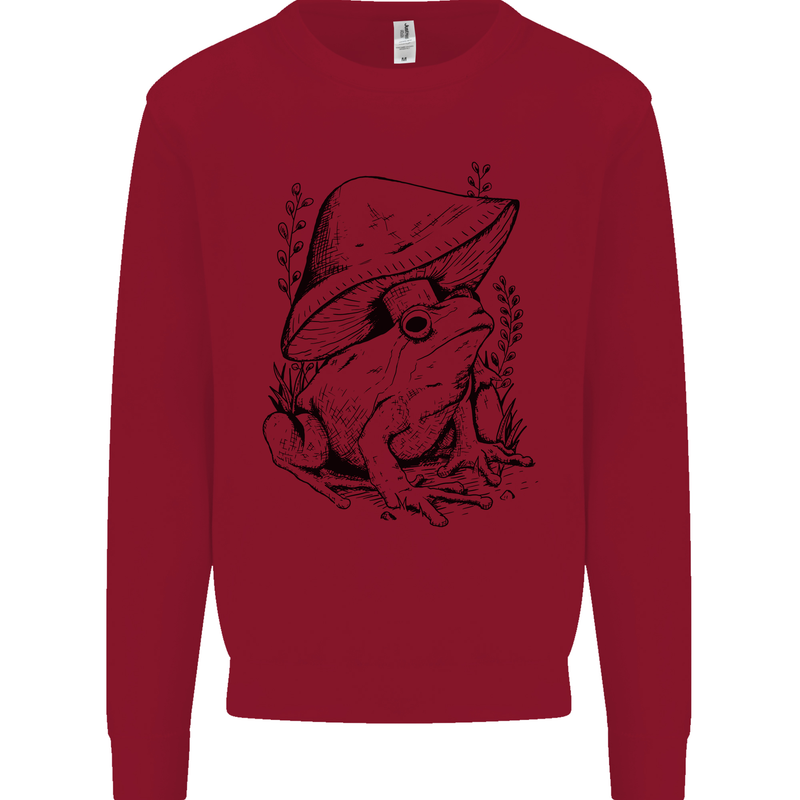 Wildlife Ecology a Frog and a Toadstool Kids Sweatshirt Jumper Red