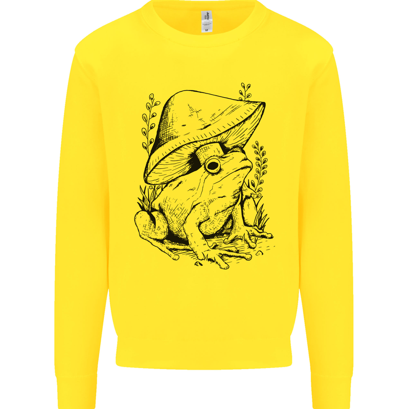 Wildlife Ecology a Frog and a Toadstool Kids Sweatshirt Jumper Yellow