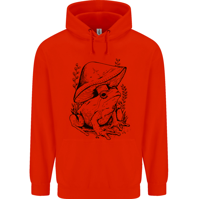Wildlife Ecology a Frog and a Toadstool Mens 80% Cotton Hoodie Bright Red