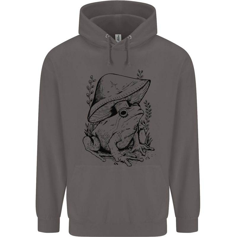 Wildlife Ecology a Frog and a Toadstool Mens 80% Cotton Hoodie Charcoal