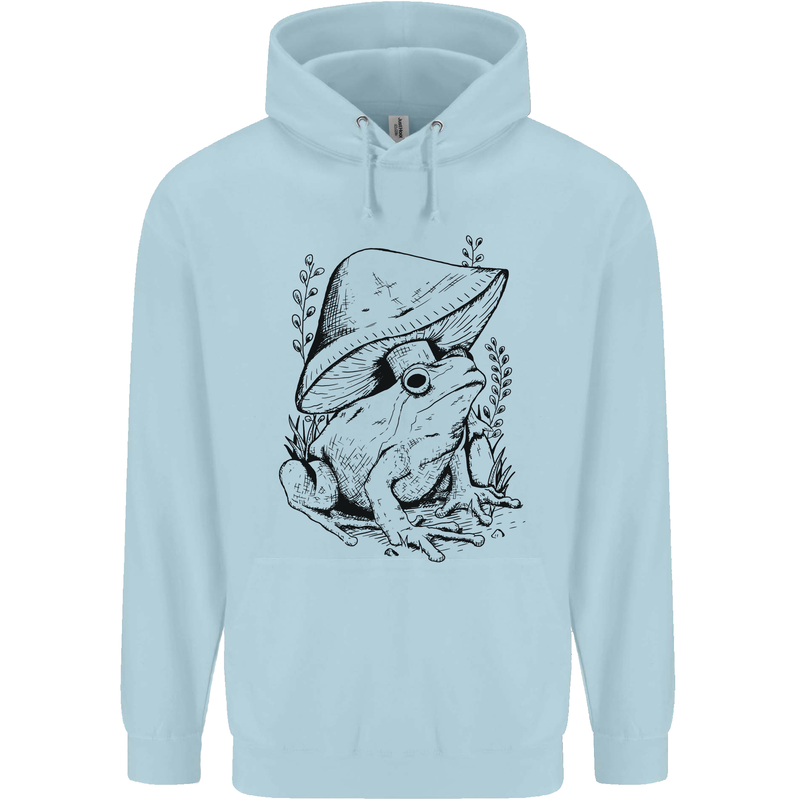Wildlife Ecology a Frog and a Toadstool Mens 80% Cotton Hoodie Light Blue