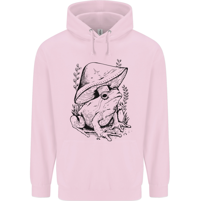 Wildlife Ecology a Frog and a Toadstool Mens 80% Cotton Hoodie Light Pink
