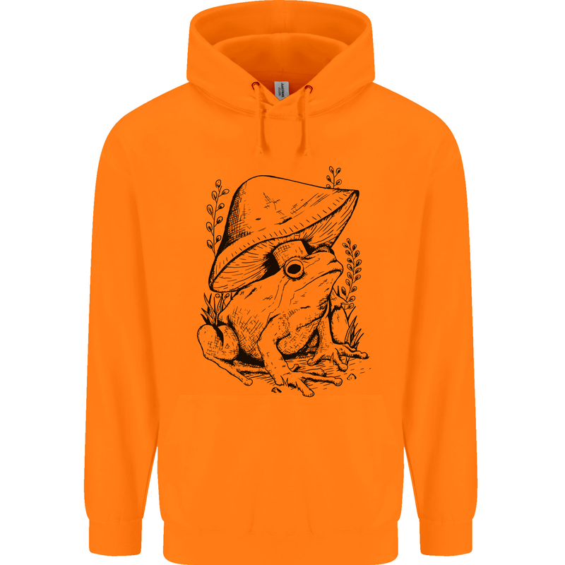 Wildlife Ecology a Frog and a Toadstool Mens 80% Cotton Hoodie Orange