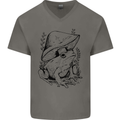 Wildlife Ecology a Frog and a Toadstool Mens V-Neck Cotton T-Shirt Charcoal