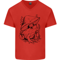 Wildlife Ecology a Frog and a Toadstool Mens V-Neck Cotton T-Shirt Red