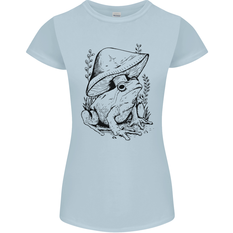 Wildlife Ecology a Frog and a Toadstool Womens Petite Cut T-Shirt Light Blue
