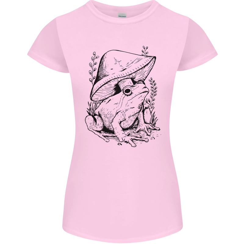 Wildlife Ecology a Frog and a Toadstool Womens Petite Cut T-Shirt Light Pink