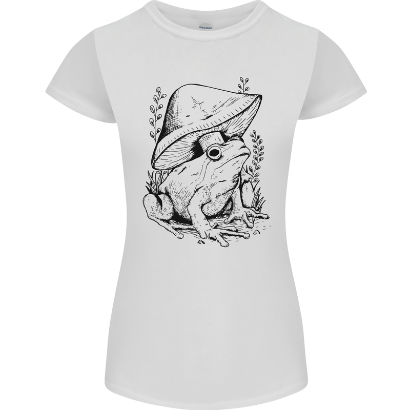 Wildlife Ecology a Frog and a Toadstool Womens Petite Cut T-Shirt White