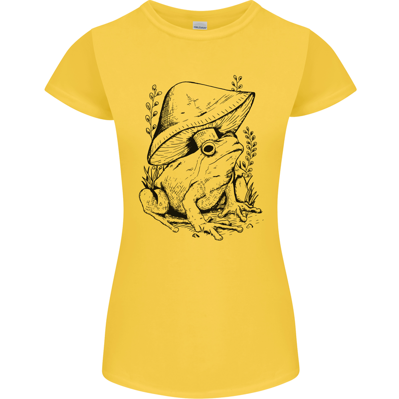 Wildlife Ecology a Frog and a Toadstool Womens Petite Cut T-Shirt Yellow