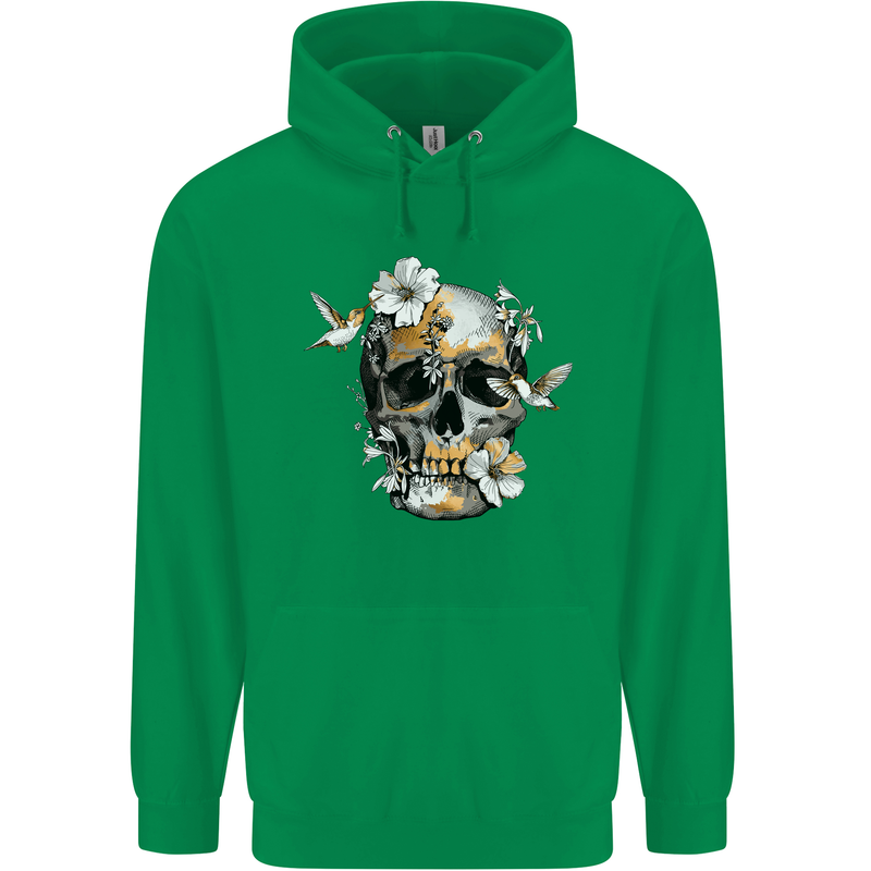 Wildlife Spring Skull Childrens Kids Hoodie Irish Green