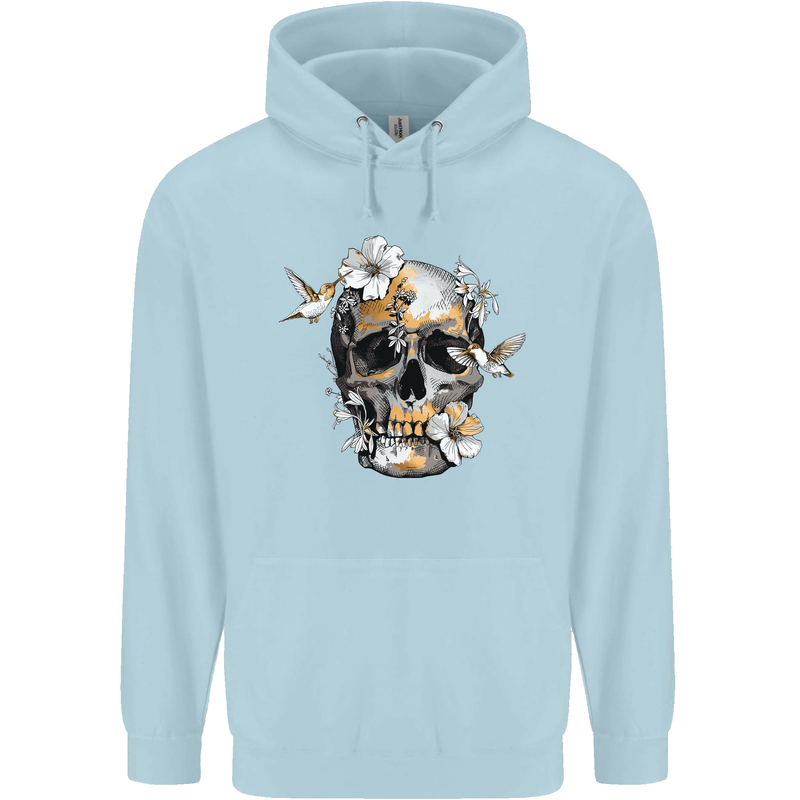 Wildlife Spring Skull Childrens Kids Hoodie Light Blue