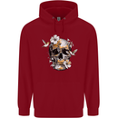 Wildlife Spring Skull Childrens Kids Hoodie Red