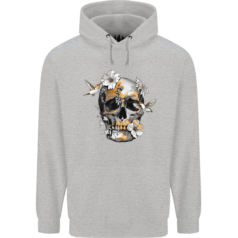 Wildlife Spring Skull Childrens Kids Hoodie Sports Grey