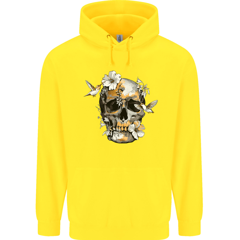 Wildlife Spring Skull Childrens Kids Hoodie Yellow