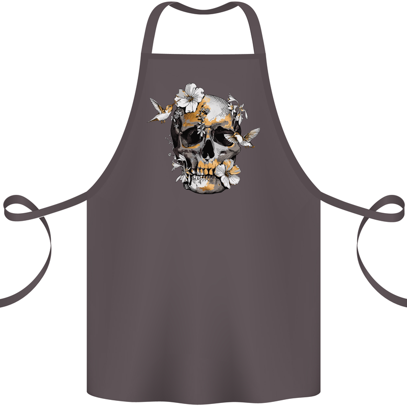 Wildlife Spring Skull Cotton Apron 100% Organic Dark Grey