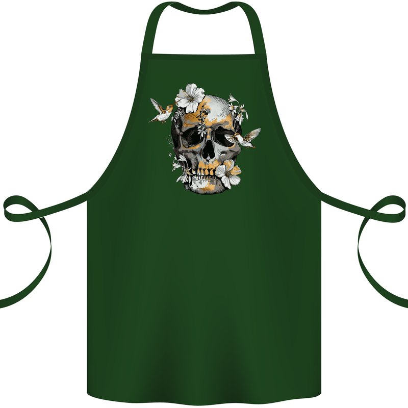 Wildlife Spring Skull Cotton Apron 100% Organic Forest Green