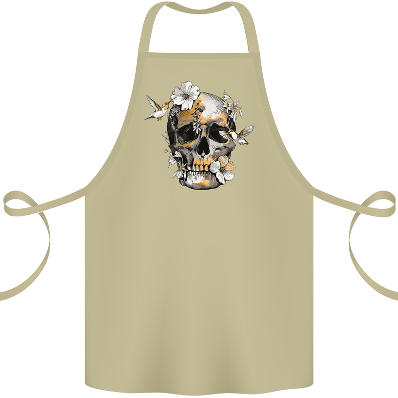 Wildlife Spring Skull Cotton Apron 100% Organic Khaki