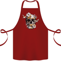 Wildlife Spring Skull Cotton Apron 100% Organic Maroon