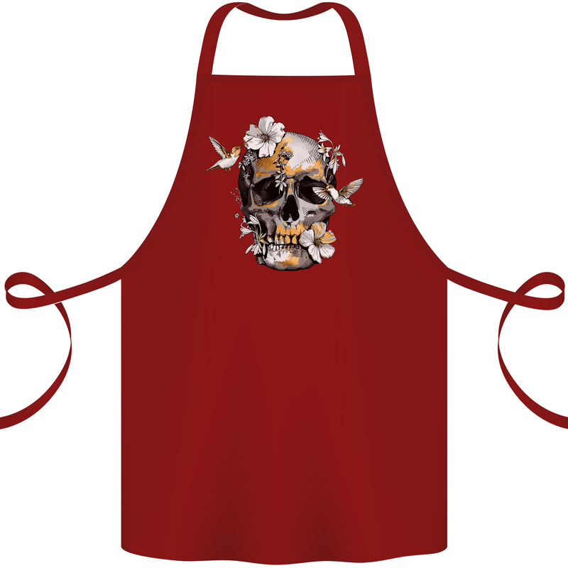 Wildlife Spring Skull Cotton Apron 100% Organic Maroon