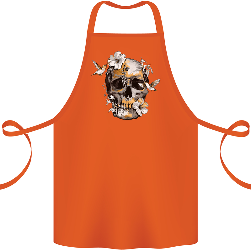 Wildlife Spring Skull Cotton Apron 100% Organic Orange