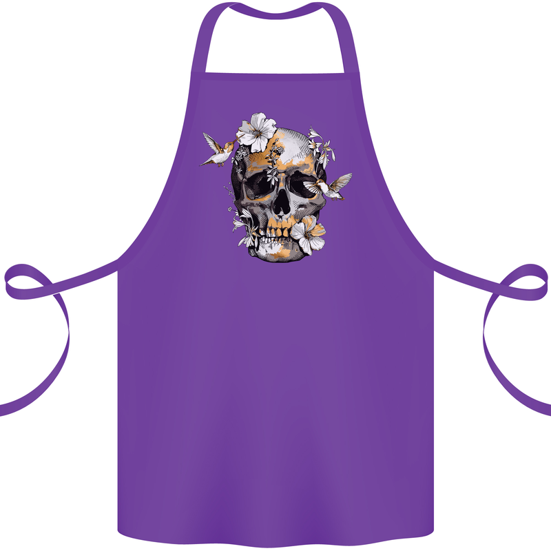 Wildlife Spring Skull Cotton Apron 100% Organic Purple