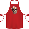 Wildlife Spring Skull Cotton Apron 100% Organic Red