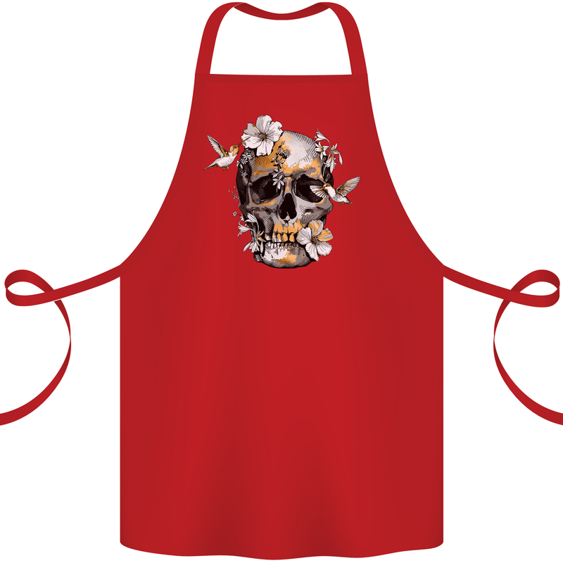 Wildlife Spring Skull Cotton Apron 100% Organic Red