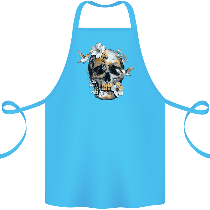 Wildlife Spring Skull Cotton Apron 100% Organic Turquoise