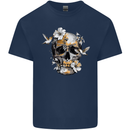 Wildlife Spring Skull Kids T-Shirt Childrens Navy Blue