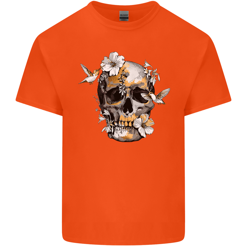 Wildlife Spring Skull Kids T-Shirt Childrens Orange