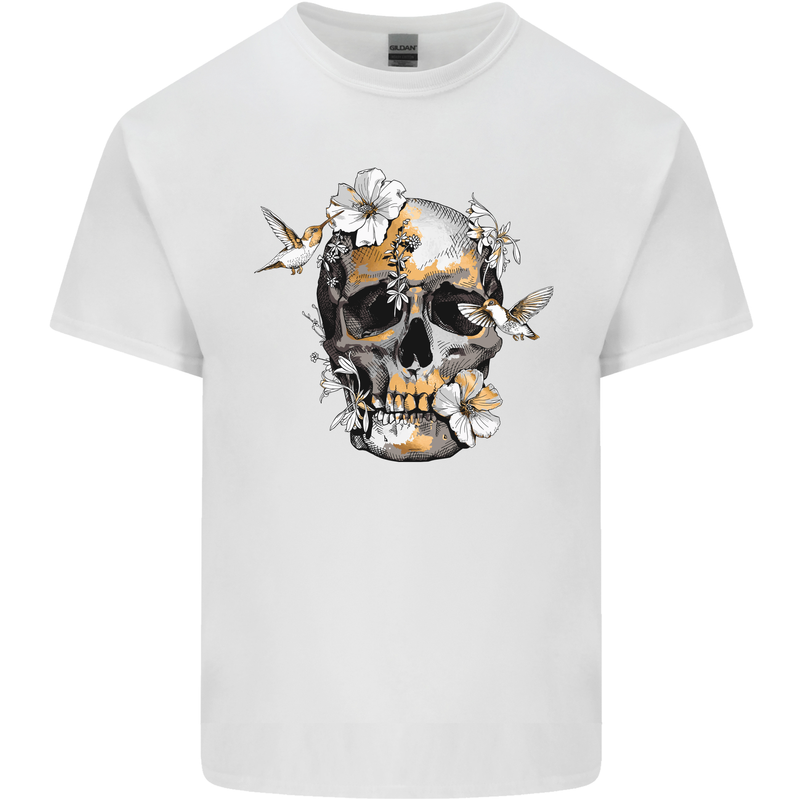 Wildlife Spring Skull Kids T-Shirt Childrens White