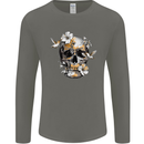 Wildlife Spring Skull Mens Long Sleeve T-Shirt Charcoal