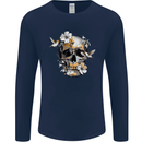 Wildlife Spring Skull Mens Long Sleeve T-Shirt Navy Blue