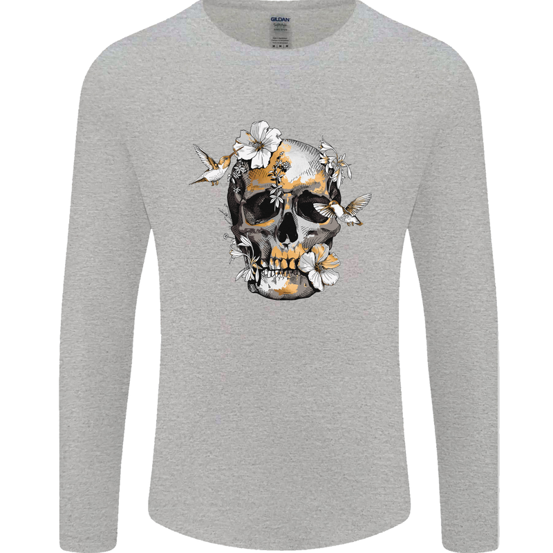 Wildlife Spring Skull Mens Long Sleeve T-Shirt Sports Grey