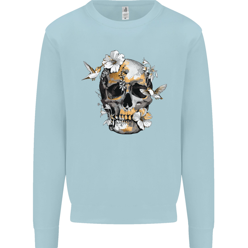 Wildlife Spring Skull Mens Sweatshirt Jumper Light Blue