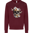 Wildlife Spring Skull Mens Sweatshirt Jumper Maroon